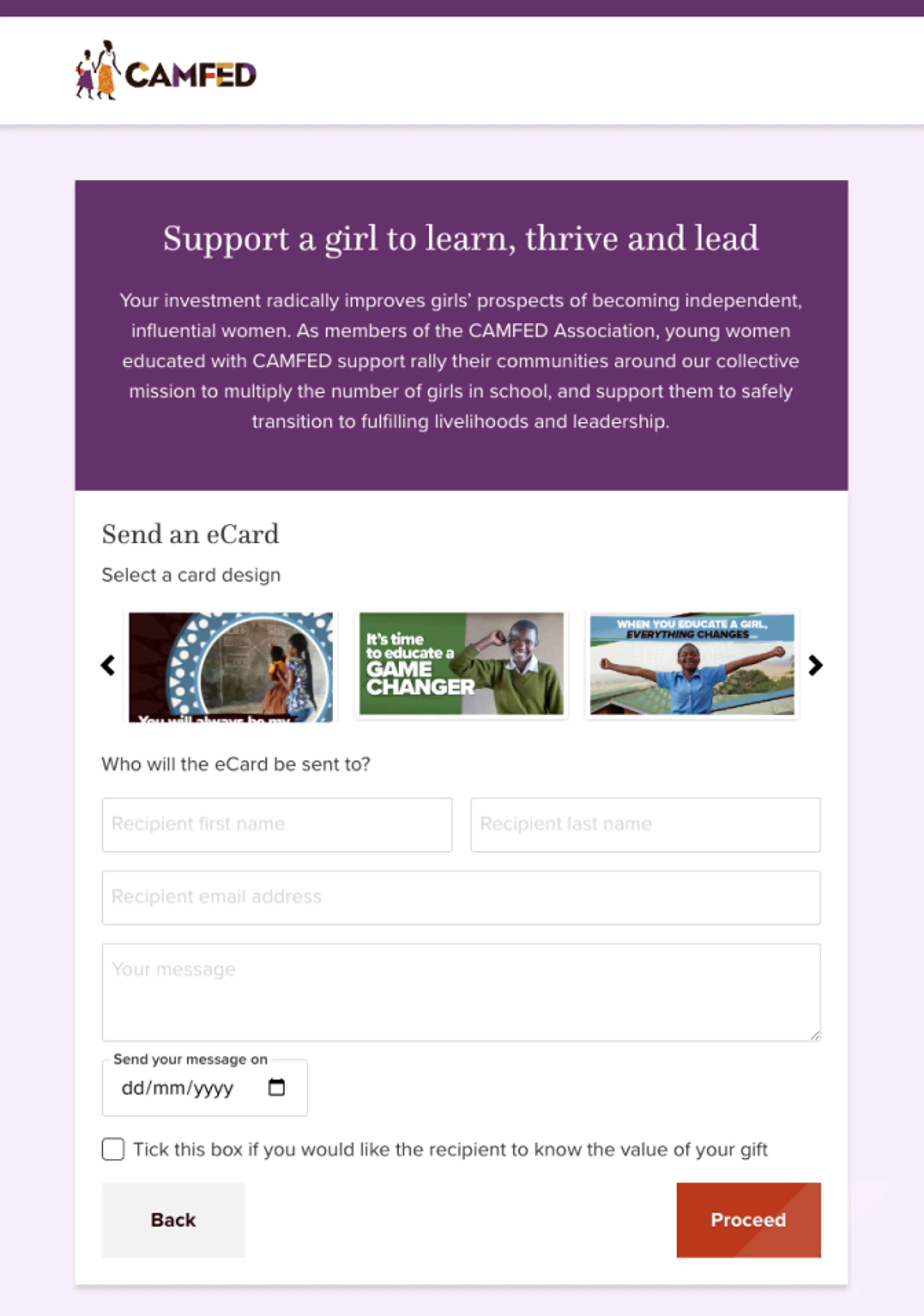 Camfed Ecard Screenshot